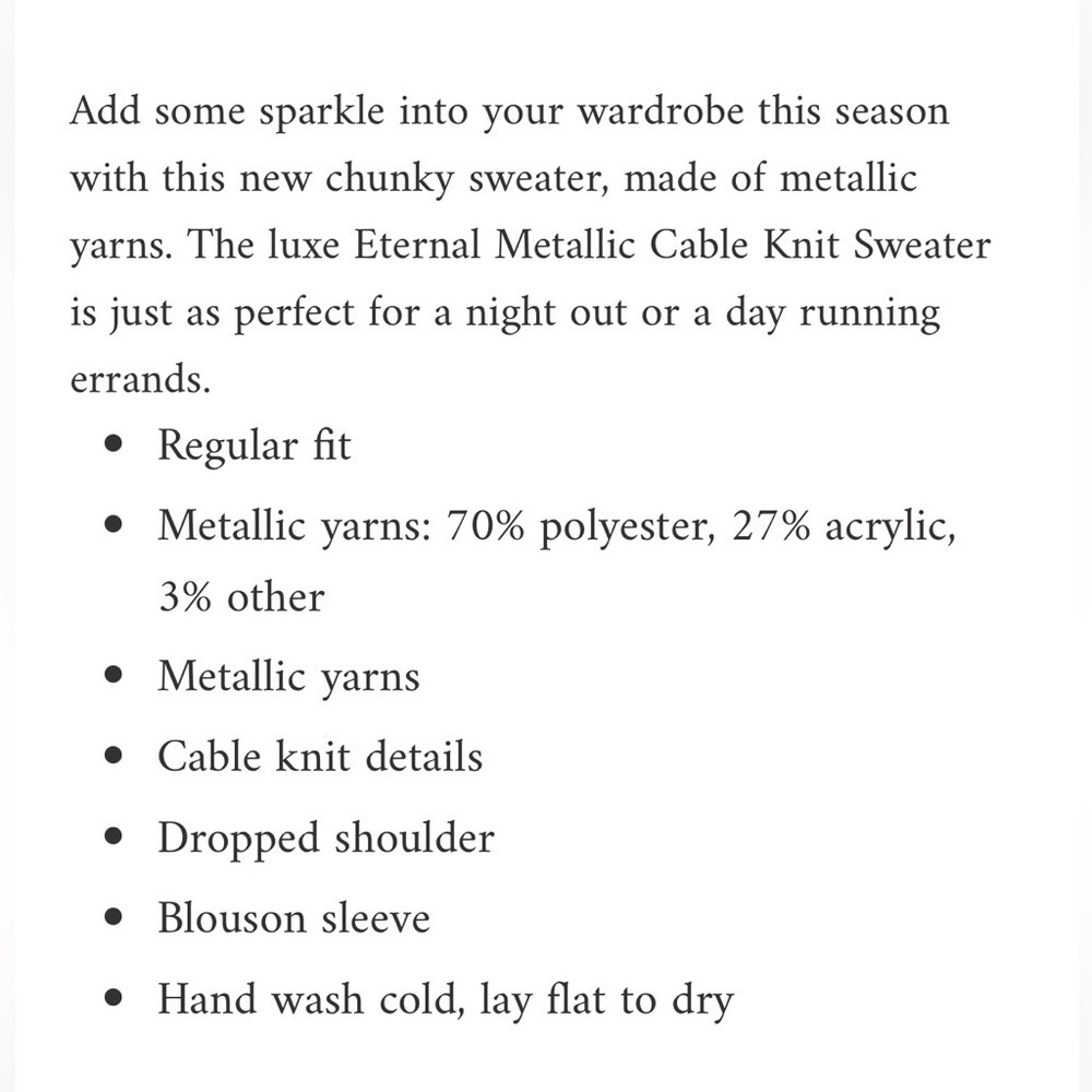 Z Supply Eternal Metallic Light Gray Cable Knit Sweater, Crew Neck, Holiday, XS - Picture 7 of 16